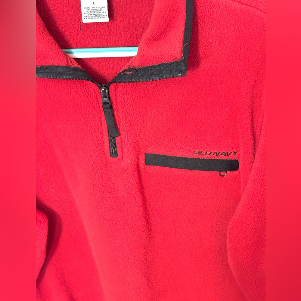 Old Navy Men's Quarter Zip-Up Red & Black Jacket. Size L. EUC. - Picture 4 of 10